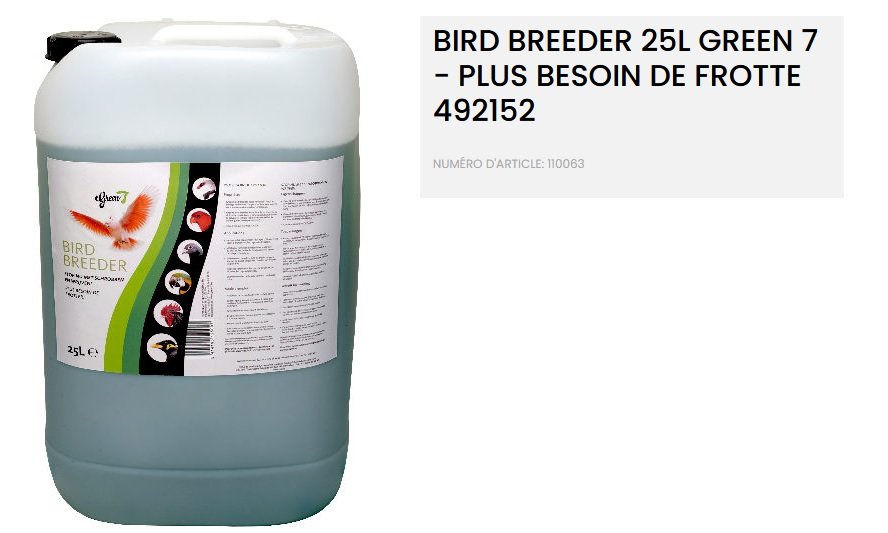 BIRD BREEDER 25L GREEN 7 - PLUS BESOIN DE FROTTE 492152