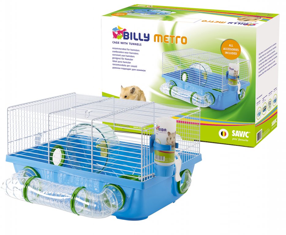 Cage hamster Billy Metro blanc-bleu 42x38x23cm