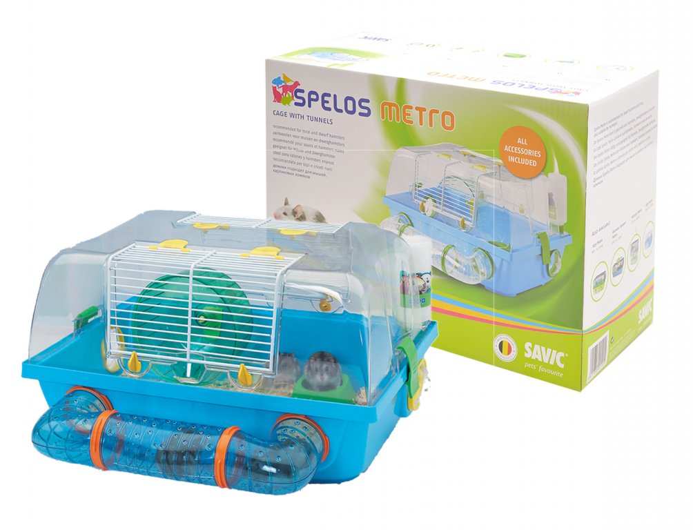 Cage hamster Spelos transp-bleu 42-5 x38 x24cm