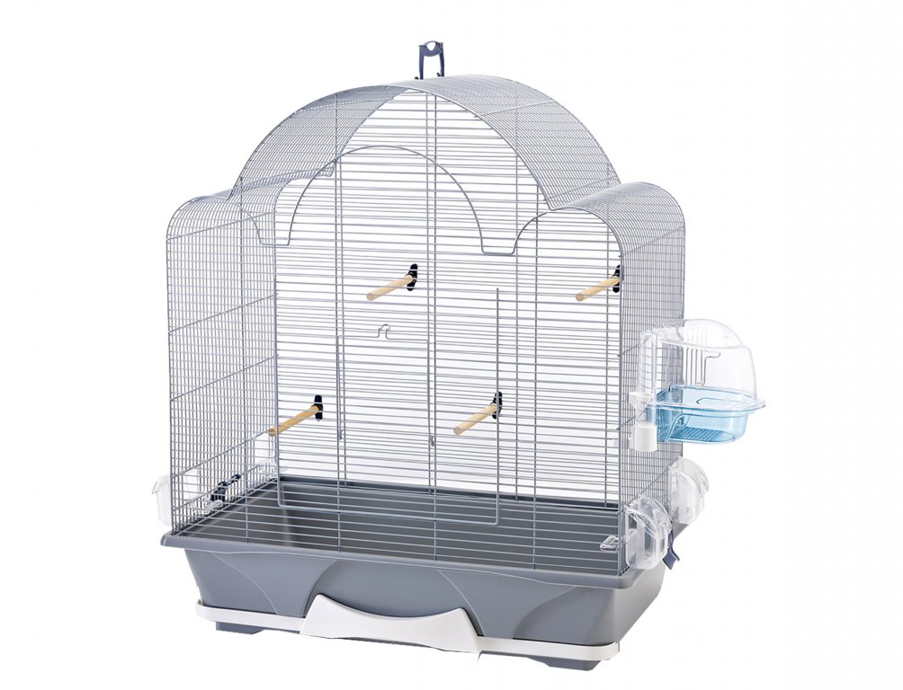 Cage petit oiseau Melodie 50 argent 64x38x73-5cm