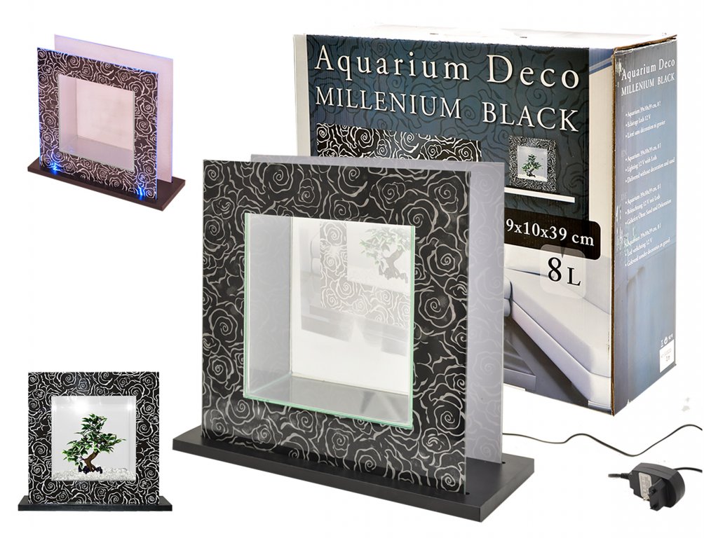 Aquarium Millenium blanc-noir 39x39x12cm 8L
