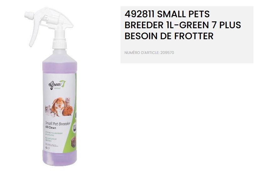 492811 SMALL PETS BREEDER 1L-GREEN 7 PLUS BESOIN DE FROTTER