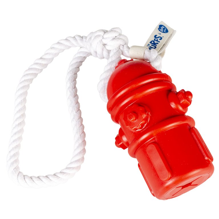 Brandweer smurfen rubberen snackspeeltje 34x6x6cm rood